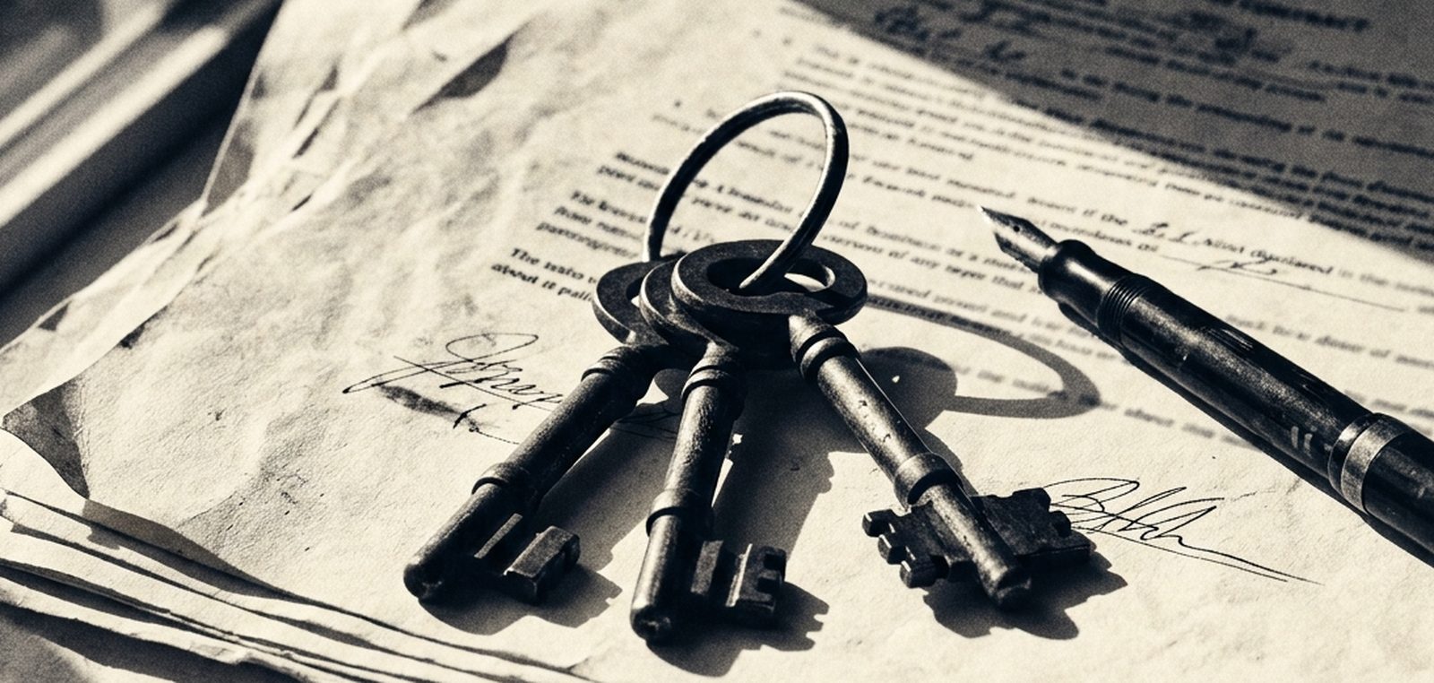 Trousseau de clés sur un contrat